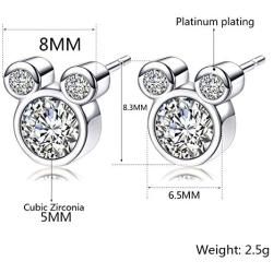 ERLUER Womens Stud Earrings mouse Shape Rose Gold Plated Zircon Jewelry Earring For Women Party Gifts (Platinum Plated)