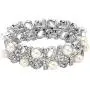 EVER FAITH Silver-Tone Austrian Crystal Cream Simulated Pearl Ribbon Knot Elastic Stretch Bracelet Clear EVER FAITH Silver-Tone Austrian Crystal Cream Simulated Pearl Ribbon Knot Elastic Stretch Bracelet Clear