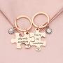 Zuo Bao Couple Jewelry You are My Sunshine My Only Sunshine Key Ring Stainless Steel Jigsaw Puzzle Piece Matching Pendant Keychain Set