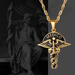 PROSTEEL Caduceus Symbol of Medicine Charm Necklace Nurse Doctor Gift