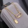 Dainty paperclip link chain necklace - gold tone necklace Y chain adjuatable necklace for Women，gift for sister,mother
