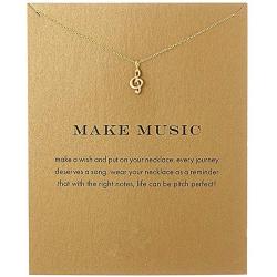 Friendship Heart Shaped Lotus Flower Necklace Bowknot Compass Music Note Good Luck Pendant Message Card Friend Gifts BFF Jewelry-music