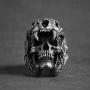 Mens Punk Silver Demon Skull Ring Vintage Heavy Gothic Biker Rings Metal Rock Biker Bands Fashion Jewelry for Men Boy
