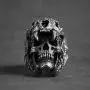 Mens Punk Silver Demon Skull Ring Vintage Heavy Gothic Biker Rings Metal Rock Biker Bands Fashion Jewelry for Men Boy