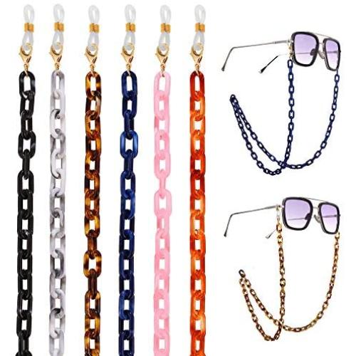 1-6 Pcs Mask and Glasses Chain Lanyards for Women Unique Anti-Lost Acetate Acrylic Face Mask Chain Holder with Clips Around Neck for Men Adults Girls Kids