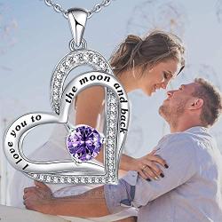 Heart Necklace for Women 925 Sterling Silver I Love You to The Moon and Back Necklace for Girls