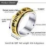 U7 Cool Spinner Ring for Men Women, Stainless Steel 18K Gold Plated 7mm Band with Cuban Link Chain/Celtic Knot/Moon Star/Skull Fidget Rings for Anxiety, Size 7~12, Gift Packed, Personalized Engravable
