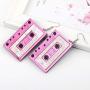 80s Cassette Tape Acrylic Dangle Earrings Vintage Punk Style Geometric Stereo Music Tape Earrings for Women Girls