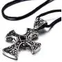 COOLSTEELANDBEYOND New Stainless Steel Gothic Celtic Cross Pendant Necklace with Cz Accent 22.8 Inches Black Silicone Cord COOLSTEELANDBEYOND New Stainless Steel Gothic Celtic Cross Pendant Necklace with Cz Accent 22.8 Inches Black Silicone Cord