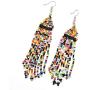 6 Pcs Bohemian Long Beaded Dangle Earrings Handmade Colorful Seed Beaded Long Tassels Drop Earring Set Dainty Elegant Ethnic Style Earring Set for Women Girl Jewelry