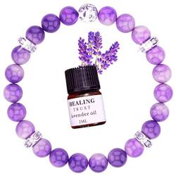 Amethyst Crystal Bracelet for Women Healing Love, Lava Rock Aromatherapy Diffuser Bracelet with Lavender Essential Oil, Chakra Yoga Meditation Bracelet
