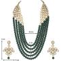 Aheli Elegant Indian Ethnic Traditional Layered Beaded Long Kundan Necklace Earring Set Bollywood Wedding Party Jewelry for Women