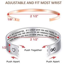 Melix Home Daughter Bracelets from Mom Mother Wide Cuff Bangle Message Engraved Christmas for Her