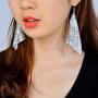 Suyi Trendy Women Earrings Metal Mesh Grid Sequins Tassel Long Drop Dangle Earrings