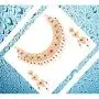 Touchstone Indian Bollywood Gorgeous Intricate Workmanship Mughal White Colorful Rhinestone Crystal Wedding Designer Jewelry Choker Necklace Set in Gold and Silver Tone for Women.