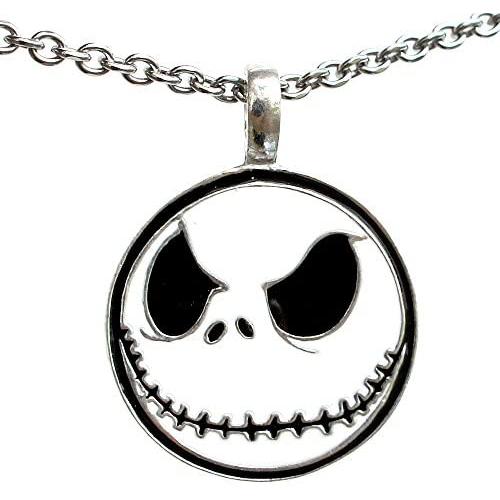 OhDeal4U Halloween Jack Skellington o Lantern Pumpkin King Pewter Pendant Charm Amulet Necklace Chain Choker