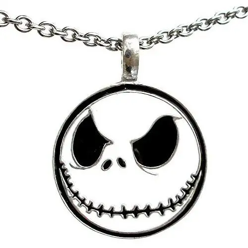 OhDeal4U Halloween Jack Skellington o Lantern Pumpkin King Pewter Pendant Charm Amulet Necklace Chain Choker