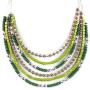 LookLove Womens Jewelry Shades of Green Bead Necklace (16'' with 3'' Extender) Earrings (3'') and Bracelet (6 Stretch Bracelets) Set