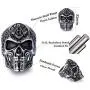 Masonic Skull Rings for Men, Stainless Steel Freemason Skull Ring, Cool Vampire Skull Ring Halloween Biker, Gothic Demon Skull Head Ring, Vintage Punk Skull Jewelry Gift for Men Boys