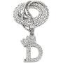 Fashion 21 Unisex Small Size Pave Initial Alphabet Letter Pendant 2mm 24 inches Box Chain Necklace
