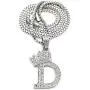 Fashion 21 Unisex Small Size Pave Initial Alphabet Letter Pendant 2mm 24 inches Box Chain Necklace