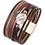 Evchris Leather Wrap Bracelet Baroque Pearl Boho Cuff Bracelet Multilayer Handmade Wristbands Magnetic Clasp Bangle Jewelry Gifts for Women Teen Girls Mother