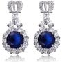 AILUOR Crown Sapphire Jewelry Set, Fashion Wedding Bridal Silver Swarovski Elements Blue Crystal Gemstone Pendant Necklace and Stud Earrings Set for Women Girl