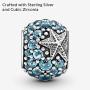 Pandora Jewelry Pave Ocean and Starfish Cubic Zirconia Charm in Sterling Silver