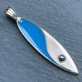 Blue Surfboard Surfer Yin Yang Tribal Skater Jewelry Maori Hawaiian Pewter Unisex Boys Mens Pendant Necklace Wealth Money Talisman Good luck Lucky Charm Protection Amulet for men w Silver Ball Chain