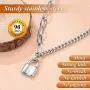 FindChic Handcuff Necklace Padlock Pendant Customized Handcuff Bracelet Partners in Crime Stainless Steel 18K Gold Plated Curb Chain Interlocking 18inch Friendship Statement Necklace for Girls & Women