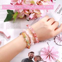 Hicarer 20 Pieces Women Crystal Chip Bracelets Natural Gemstone Stretch Bracelet Bangle