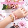 Hicarer 20 Pieces Women Crystal Chip Bracelets Natural Gemstone Stretch Bracelet Bangle