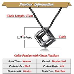 Xusamss Fashion Titanium Steel Hollow Cubic Pendant Necklace,22'' Link Chain