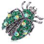Alilang Antique Silvery Tone Shine Crystal Rhinestones Ladybug Beetle Insect Brooch Pin