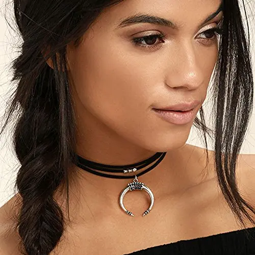 fxmimior Women Black Moon Crescent Pendant Choker Sexy Rock Handmade Bohe Necklace Women Accessories fxmimior Women Black Moon Crescent Pendant Choker Sexy Rock Handmade Bohe Necklace Women Accessories