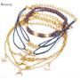 Boaccy Boho Multiple Crystal Cuff Bracelets Moon Star Wrap Bracelet Love and Beaded Bangle Brown Jewelry for Women and Girls