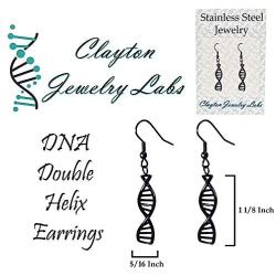 DNA Double Helix Science Stainless Steel Dangle Earrings