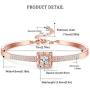 Sllaiss Rose Gold Swarovski Crystal Bangle Bracelet for Women Square Cuff Bracelet with Adjustable Chain Jewelry for Birthday Anniversary