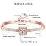 Sllaiss Rose Gold Swarovski Crystal Bangle Bracelet for Women Square Cuff Bracelet with Adjustable Chain Jewelry for Birthday Anniversary Sllaiss Rose Gold Swarovski Crystal Bangle Bracelet for Women Square Cuff Bracelet with Adjustable Chain Jewelry for Birthday Anniversary