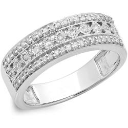 Dazzlingrock Collection 10K Round Gemstone & Diamond Ladies Anniversary Wedding Band Stackable Ring, White Gold