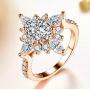 Alexs Wish List Starburst Sunburst Ring | Womens Vintage Style Statement Cocktail Ring | Unique Design Rose Gold Plated Cubic Zirconia | Evita Fashion Jewelry