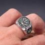 SAINTHERO Mens Vintage Stainless Steel Ring Weed Marijuana Cannabis Leaf Symbol Rock Punk Hip-hop Jewelry Size 7-15