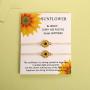 Sunflower Boho Gifts, Handmade Bohemia Ankles Bracelets and Gift Cards for Women Girls Friends Best Friend Partner in Crime Mom and Daugher Gifts Couple Bracelet (2 Pairs)