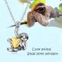 YAFEINI Sloth Gifts Sterling Silver Sloth Pendant Necklace Heart Animal Jewelry for Women and Men Gifts