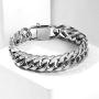 Hermah Heavy Mens Bracelet Chain 316L Stainless Steel Silver Gold Black Color Punk Double Curb Cuban Rombo Link 10/15mm 7-11inch
