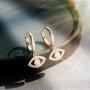 MYEARS Women Evil Eye Earrings Gold Stud Hoop Huggie Opal Green Crystal Turquoise CZ Inlay 14K Gold Filled Tiny Boho Beach Simple Delicate Handmade Hypoallergenic Luckily Jewelry Gift