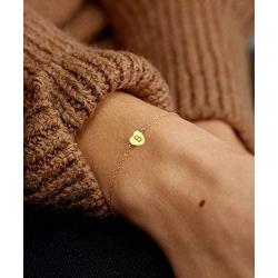 Gold CZ Heart Initial Bracelet A-Z Adjustable Colorful Crystals Stone Jewelry for Women