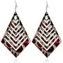 KaFu Lightweight Brown Wooden Earrings Geometric Rhombus Hollow Leopard print Long Drop Dangle Hook Bohemian Wood Earrings for Women Party Jewelry Accessories