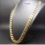Gold Chain Necklace 7mm 24K Diamond Cut Smooth Cuban Link with a. USA Made