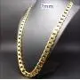 Gold Chain Necklace 7mm 24K Diamond Cut Smooth Cuban Link with a. USA Made Gold Chain Necklace 7mm 24K Diamond Cut Smooth Cuban Link with a. USA Made
